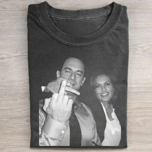 Elliot and Olivia Shirt - Vintage Law and Order SVU Tee, Casual Crewneck, Funny Meme Shirt, Short Sleeve, Movie Character Design Teeshirt Biker