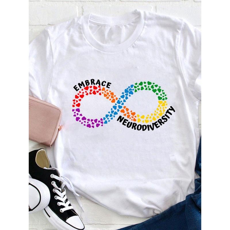 Embrace Nerve Diversity Teacher T-shirt, Loose Women'WB shield Casual round Neck T-shirt 180g style 02 Hoodie, Sweatshirt
