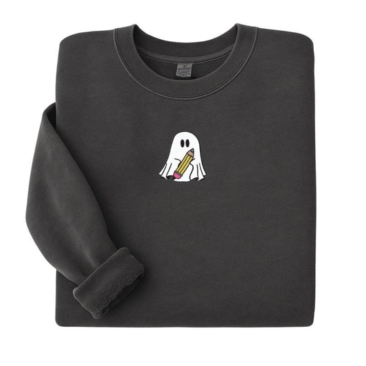 Embroidered 'Teacher Ghost Pencil' Cozy Crew