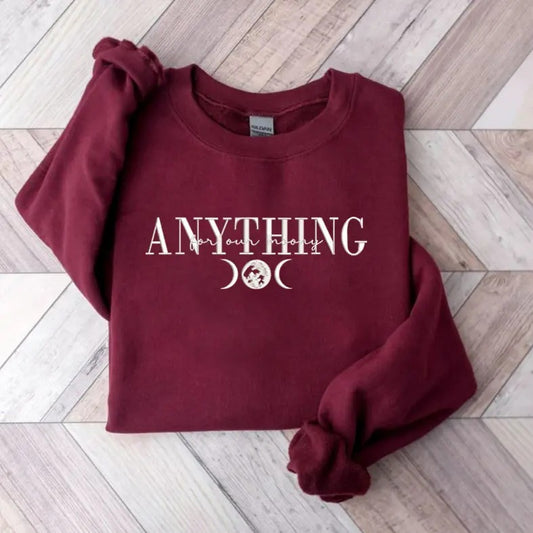 Embroidered Anything For Our Moony Sweatshirt, Harry Fandom Unisex Sweatshirt, Marauders Embroidered Sweatshirt, Wizard Book Gift Crewneck, Wizard Sweater, HP Books Inspired Tee