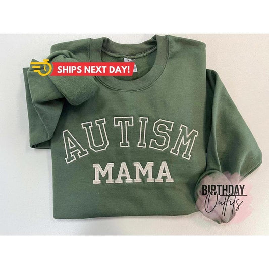Embroidered Autism Mama Sweatshirt, Embroidered mama Crewneck, Personalized Gifts, Personalized Sweatshirt, Crewnecks for Women, Mom gifts