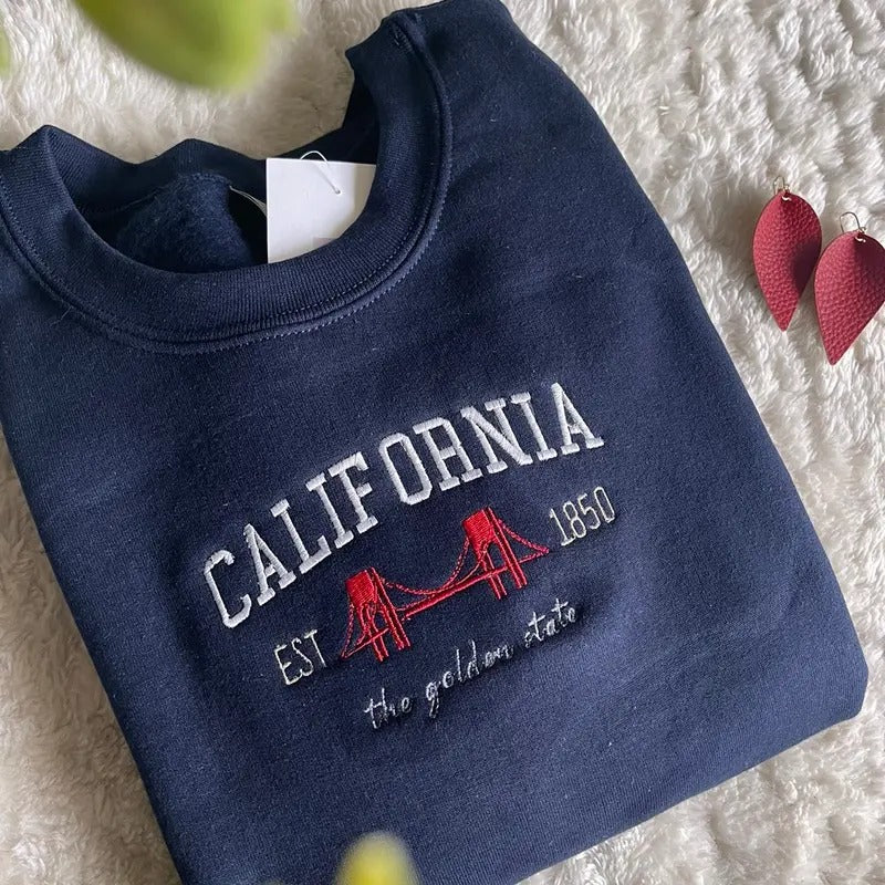 Embroidered California Crewneck T-Shirts, Hoodie, Sweatshirt | DripVista.com
