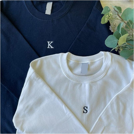 Embroidered Couple Crewneck, Matching Sweatshirts, Gift for Her, Gift for Him, Initial Sweatshirt, Anniversary Gift
