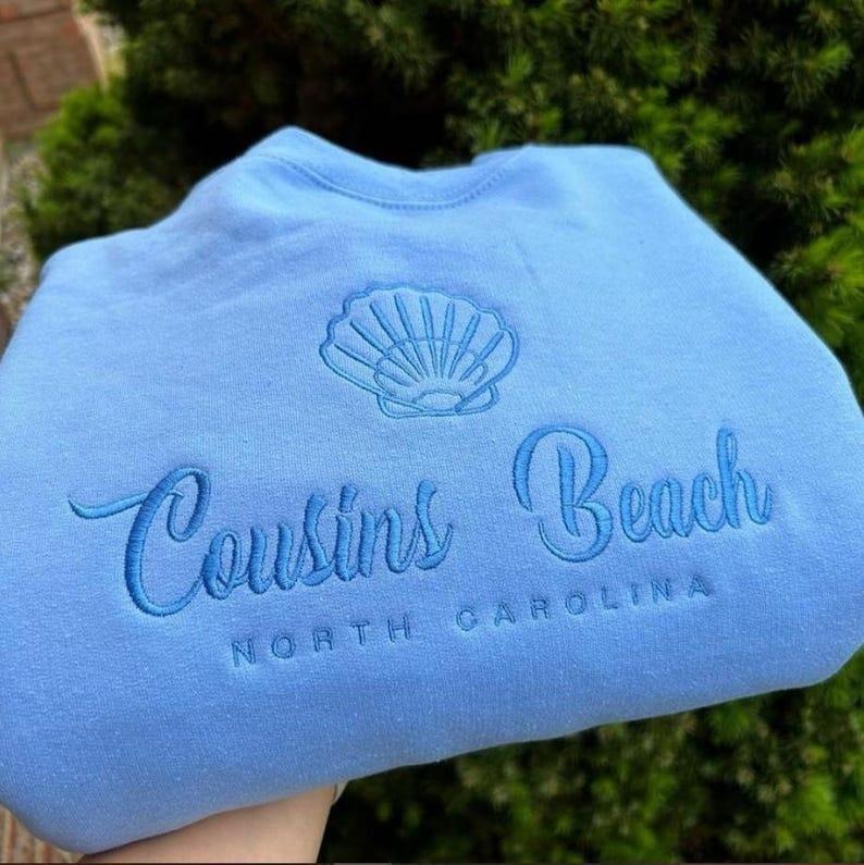 Embroidered Cousins Beach Sweatshirt, East Coast Beach Embroidered Hoodie, Summer Embroidered Sweatshirt, The Summer I Turned Pretty Embroidery Shirt