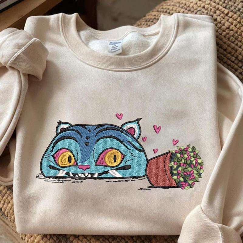 Embroidered Demon Hunters Tiger Sweatshirt, Kpop Demon Hunters Tiger Merch Shirt, Hunters Tiger fan, Cute Animal Gift Hoodie
