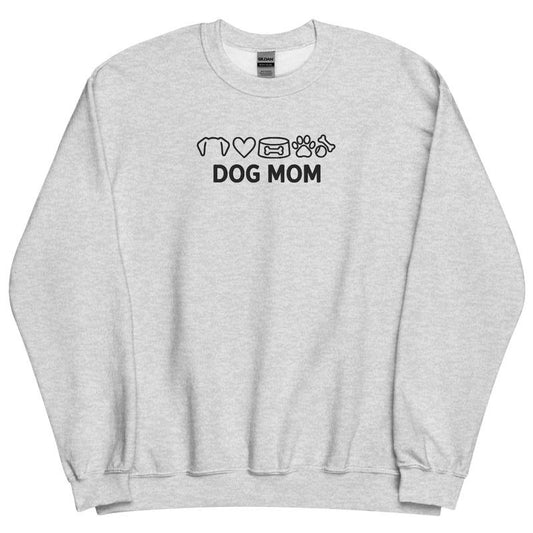 Embroidered Dog Mom Doodles Sweatshirt - Unisex Crew Neck Long Sleeve Fitted Winter Clothing Casual & Comfortable Printed in the USA - Athletic