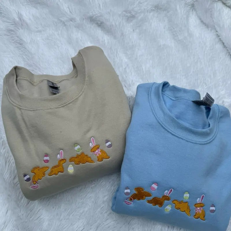 Embroidered Easter Dino Nuggets, Embroidered Dino Nuggets Sweatshirt T-Shirts, Hoodie | DripVista.com