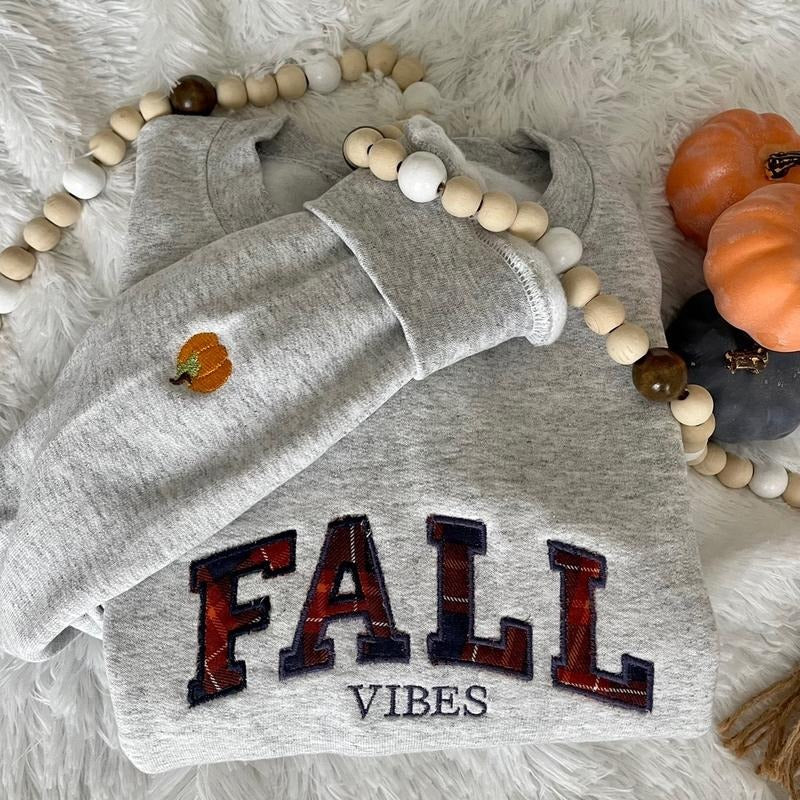 Embroidered Fall Applique Sweatshirt T-Shirts, Hoodie | DripVista.com