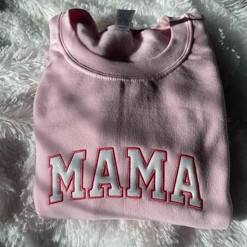 Embroidered Glitter MAMA Sweatshirt, Glitter MAMA T-Shirts, Hoodie | DripVista.com