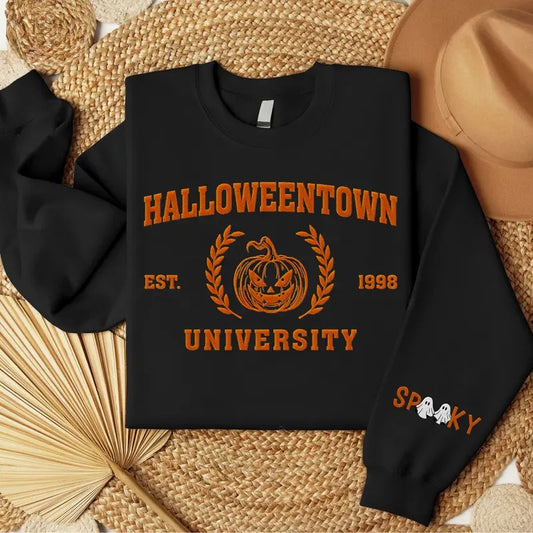 Embroidered Halloween Shirt, Halloweentown Sweatshirt, Embroidered Crewneck Pumpkin Shirt