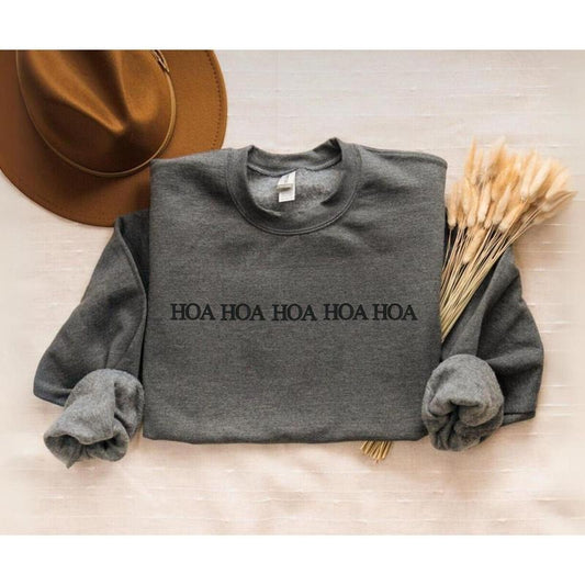 Embroidered Hoa Hoa Sweatshirt, Embroidery Crewneck,Hoa Hoa Hoa Season Sweater