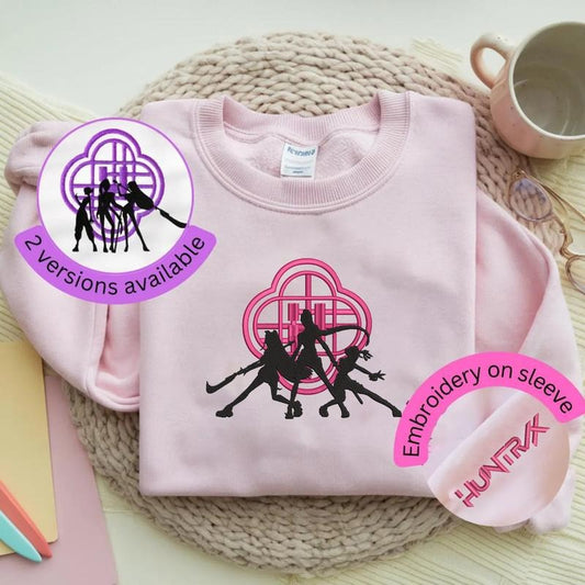 Embroidered KPOP Band Huntrix Sweatshirt, Sajaboys Demon Hunters Shirt, Mira Rumi zoey, Demon Hunter Merch, Gift For Kpop Fan, Kpop Tee
