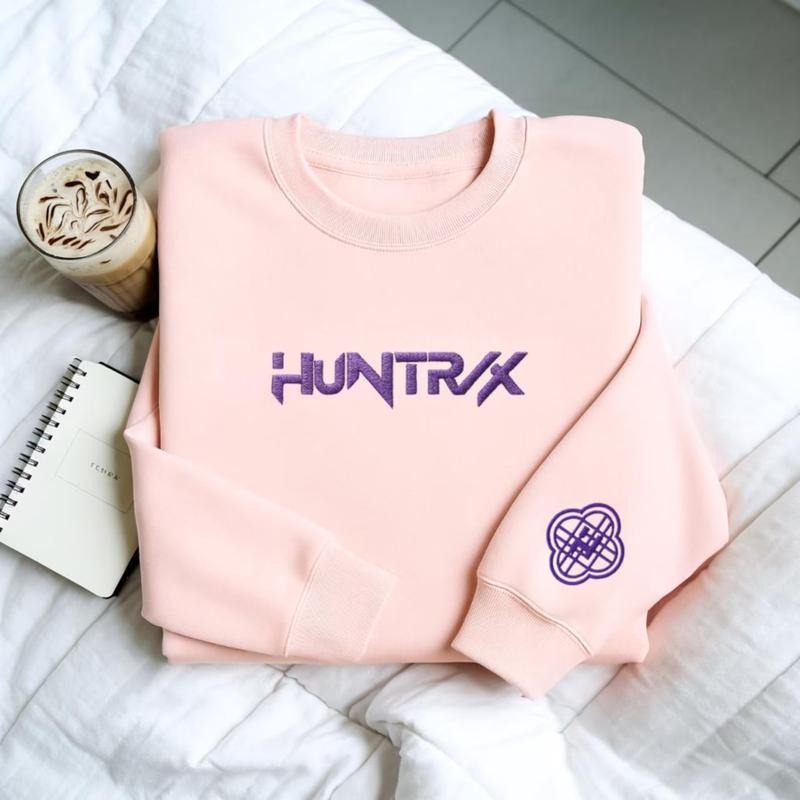 Embroidered Kpop Hunters Sweatshirt, Kpop Huntrix Girls Crewneck, Rumi Zoey Mira Graphic Shirt, Vintage Anime Fan gift Hoodie
