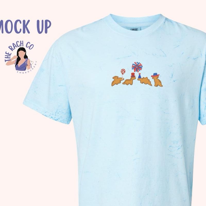 Embroidered Patriotic Dino Nuggets, Fourth of July Dino Nugget Tshirt Hoodie, Sweatshirt | DripVista.com