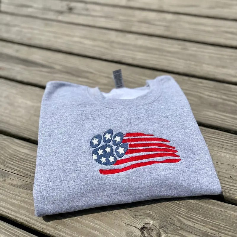 Embroidered Paw Flag Sweatshirt T-Shirts, Hoodie | DripVista.com