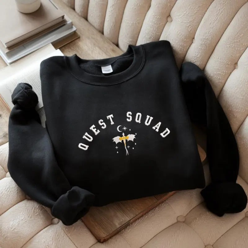 Embroidered Quest Squad Sweatshirt, Dragon Riders T-Shirt, Fourth Wing Book Sweater, Violet Sorrengail Tee, Onyx Storm Shirt, Gift For Book Lovers