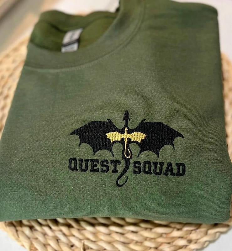 Embroidered Quest Squad Sweatshirt, Fourth Wing Shirt, Basgiath War College Hoodie, Dark Academia Sweatshirt, Iron Flame...