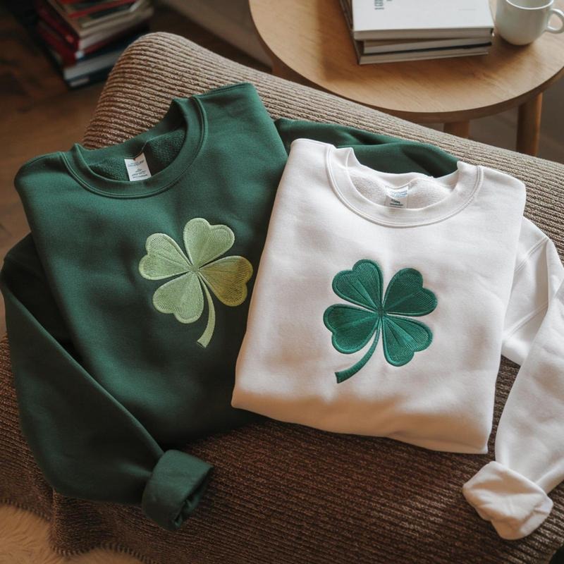 Embroidered St. Patrick's Day t-shirt, Irish Clover Sweatshirt, Irish Shamrock Sweatshirt, Saint Patricks Day Women, St Patricks Hoodie