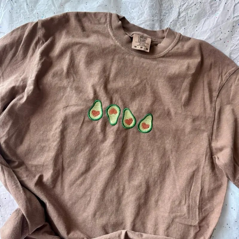 Embroidered Tshirt, Avocado Tshirt, Cute Embroidered Shirt Hoodie, Sweatshirt | DripVista.com