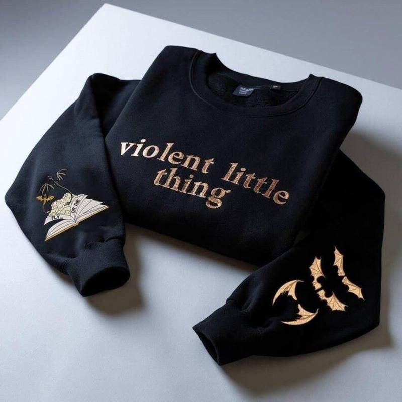 Embroidered Violent Little Thing Sweatshirt, Fourth Wing Dragon Rider Tee ,Riders Quadrant Tee, Basgiath Shirt, Bookish Shirt, Reader Shirt