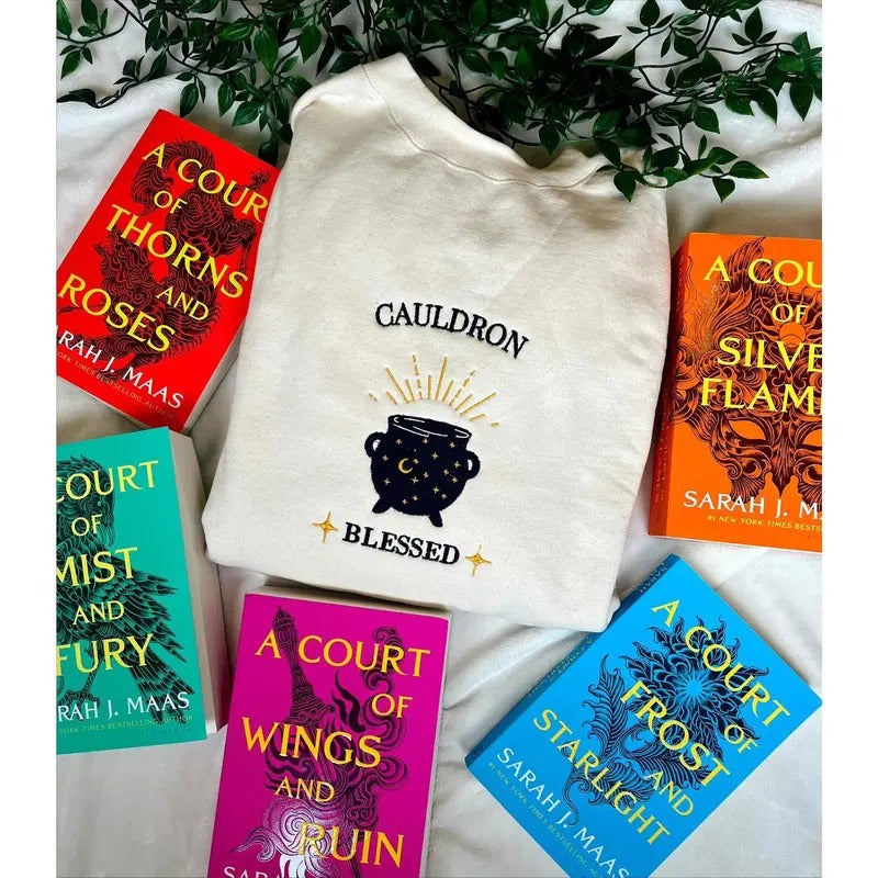 Cauldron Blessed Sweatshirt / LICENSED ACOTAR Merch / acomaf, acosf, acofas, acowar Merch / SJM Merch / Embroidered acotar sweatshirt