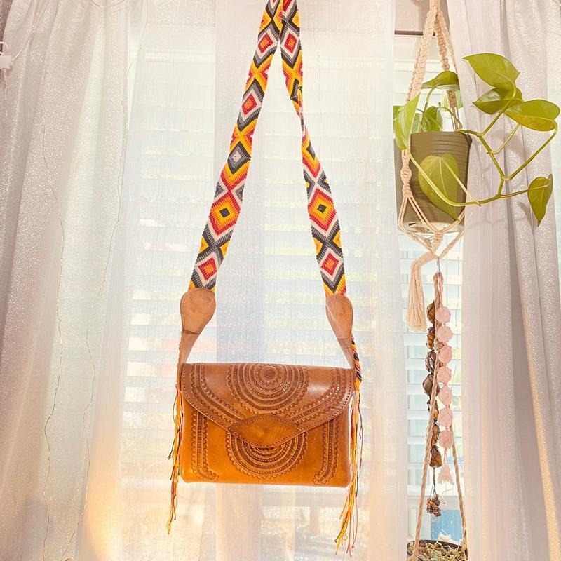 Embroidered and Real leather cross body bags Floral