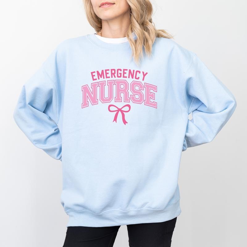 Emergency Nurse Coquette Bow Sweatshirt, ER Nurse Gift, Gifts for ED Nurses, Emergency Department Sweater, Emergency Room...