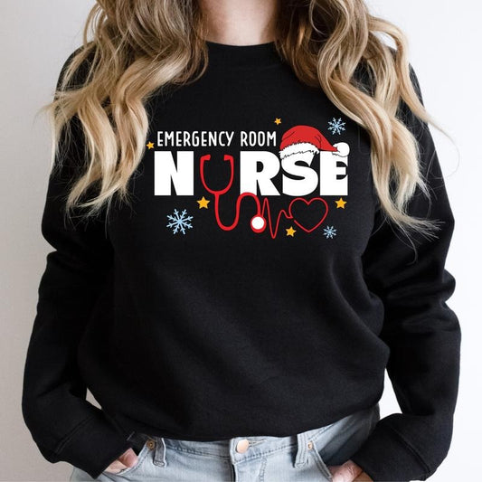 Emergency Room Nurse Sweatshirt, ER Nurse Crew Christmas Sweater, Emergency Department Hoodie, ER Nurse Holiday Gift Sweater, Matching Squad Hospital Christmas Outfit.