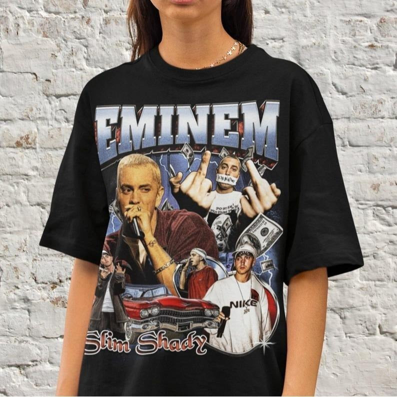Eminem Slim Shady Retro , Vintage Bootleg Detroit 8 Mile 90s , Rap God Music Mother Day Gift For Her Him, Present Hip Hop. T-Shirt Unisex