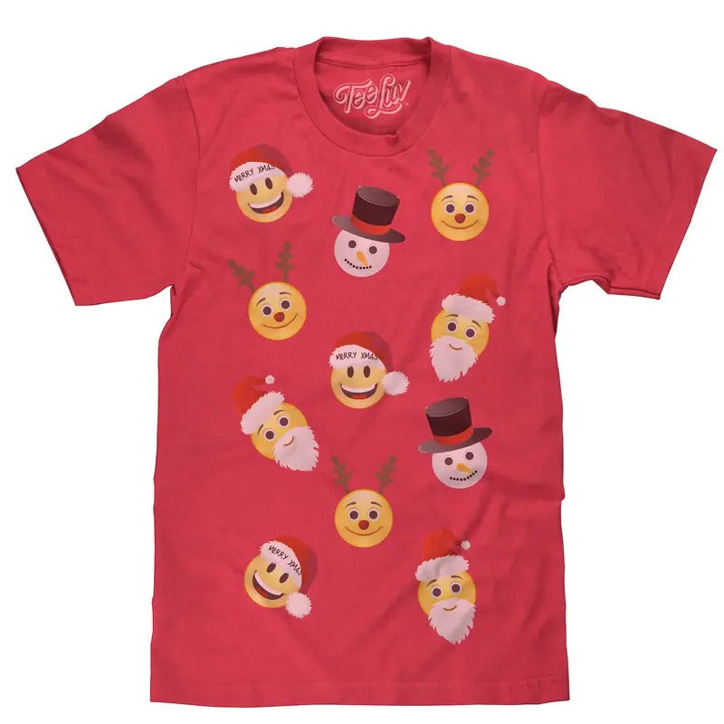 Emoji Holiday Party T-Shirt - Red