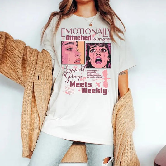 Emotionally Attached to Dragons, Book Dragon Shirt, Dragon Lover, Fourth Wing, SJM Merch, throne of glass book merch