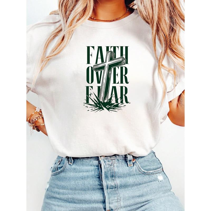 Empowering Lightsaber brand - Shirt: 'Faith Over FOG' with Cross Motif