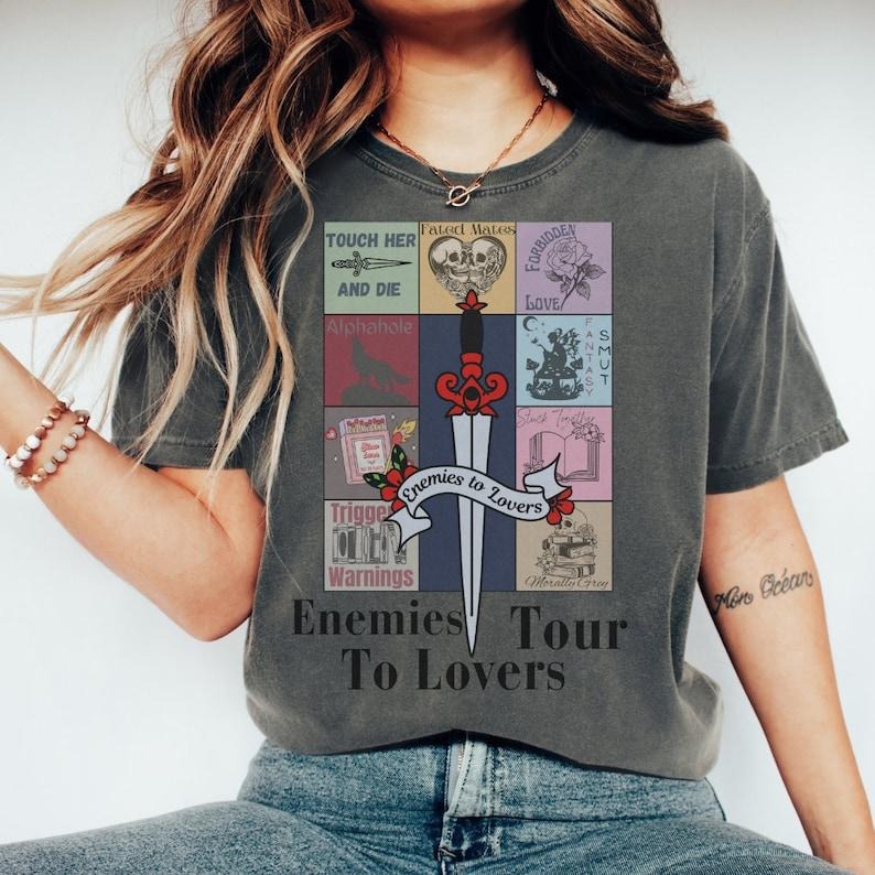Enemies to Lovers Tour, Bookish T-Shirts, Book Lover Gift for Romance Reader, Dark Romance, Smut Shirt, Bibliophile,...