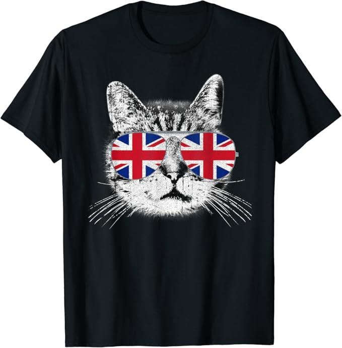 England Shirts, Cat Sunglasses Gift T-Shirt Cotton Fashion Casual Classic Hoodie, Sweatshirt | DripVista.com