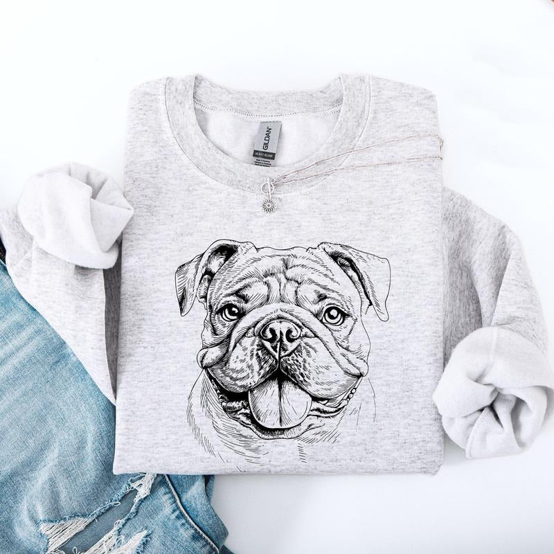 English Bulldog, Pet, Dog Breed Sweatshirt, Crew Neck, Women's, Crewneck T-Shirts, Hoodie | DripVista.com