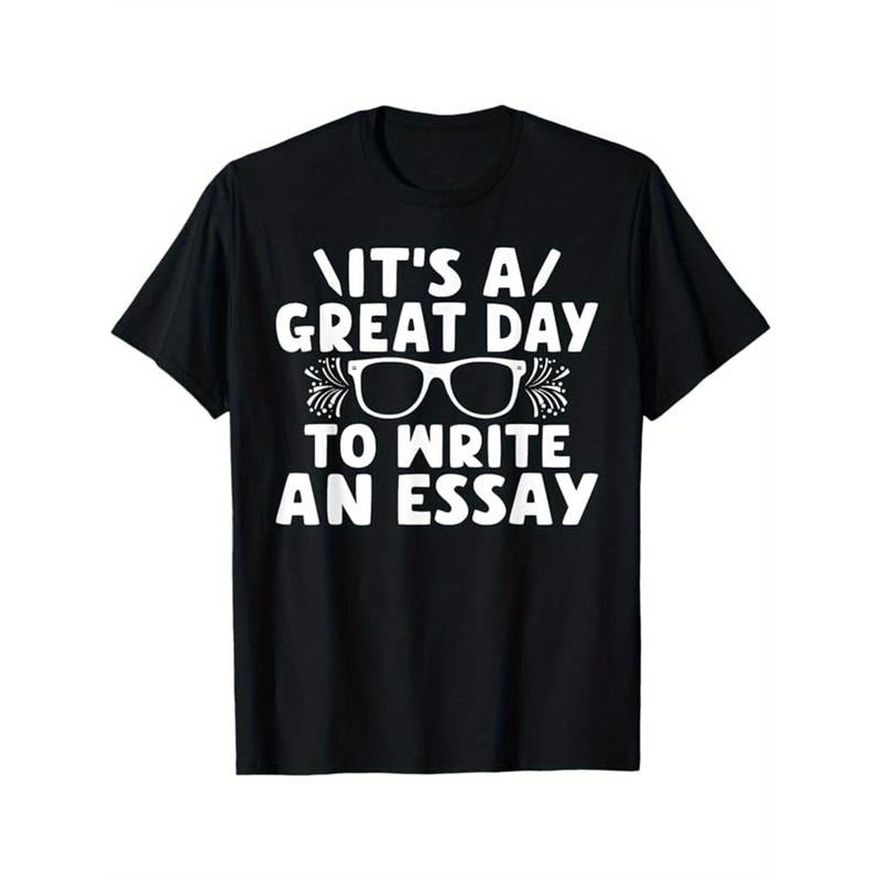English Teacher Print, Men's Cotton T-shirt, Funny Graphic Tee Men's Outdoor Clothes, Men's Clothing, Back To School Casual Short Sleeve Crew Neck T-shirt Made in USAstyle{n002}13