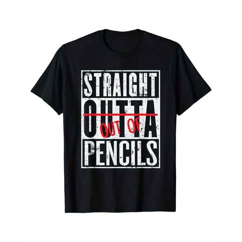 English Teacher Print, Men's Cotton T-shirt, Funny Graphic Tee Men's Outdoor Clothes, Men's Clothing, Back To School Casual Short Sleeve Crew Neck T-shirt made in usastyle{n002}5