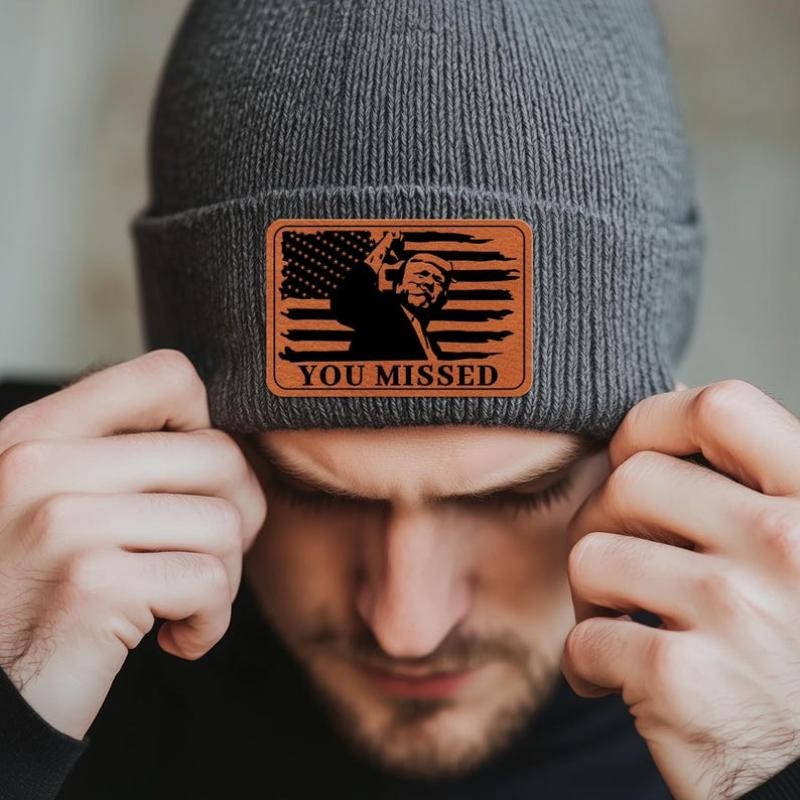 Engraved You Missed Trump 2024 Beanie Hat, Trump for President 2024 Winter Hat, Gift for Trump Supporters, Republican Hat...