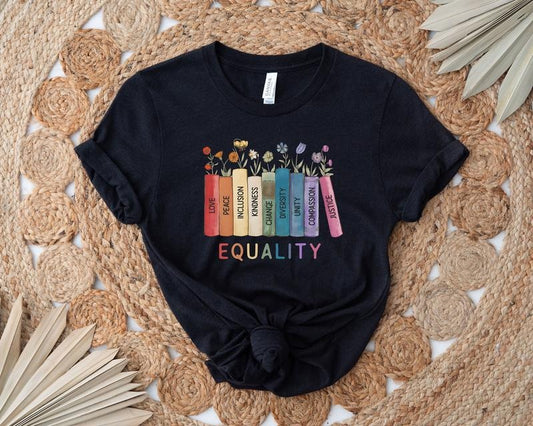Equal Rights Shirt Human Rights T Shirt Hoodie Sweater Equality Tee Social Justice Shirt Peace Love Shirt Diversity Shirt Floral Book Shirt