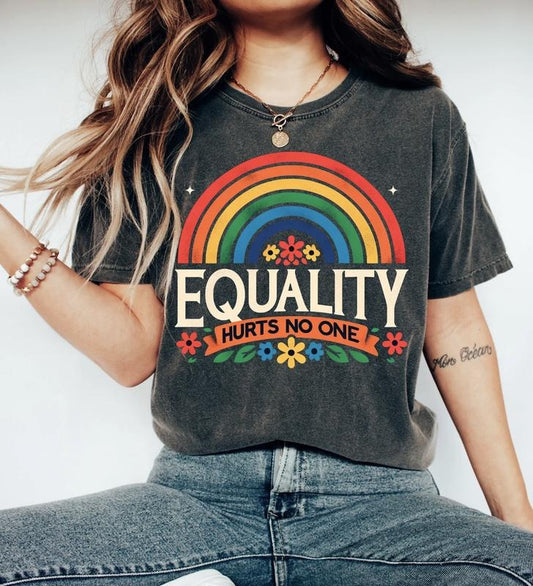 Equality Hurts No One Shirt, Rainbow Pride Shirt, Equal Rights Shirt, Pride Month Shirt, LGBTQ+ Shirt, LGBTQ+ Gifts, Groovy Equality T-Shirt