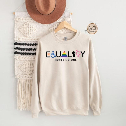 Equality Hurts No One T Shirt Hoodie Sweater, Equal Rights Hoodie, LGBTQ Sweatshirt, Rainbow Hoodie, Human Rights Shirt, BLM Shirt, Social Justice Shirt