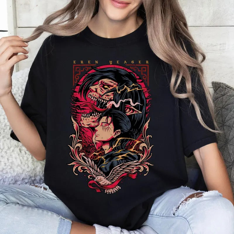 Eren Anime Tshirt Crewneck Hoodie Comfort Cotton Sweatshirt | DripVista.com