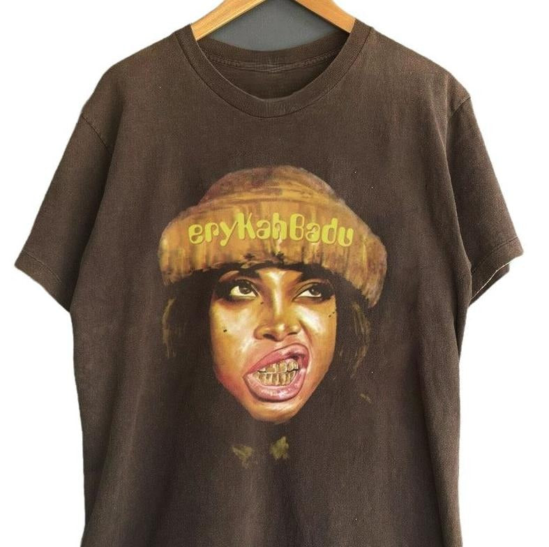 Erykah 90s Music Rock, Gifts for Fans, Graphic tour Shirt, Erykah Badu concert Shirt Classic Cotton Unisex Tshirt Fabric...