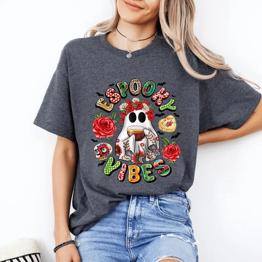 Espooky Vibes  Casual Everyday Relaxed Halloween Unisex T-Shirt.