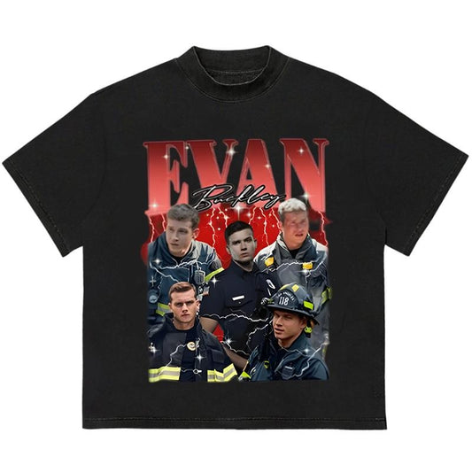 Evan Buckley 9-1-1 T-Shirt Recycled Cotton Graphic Retro Design Great for On-the-Go Looks