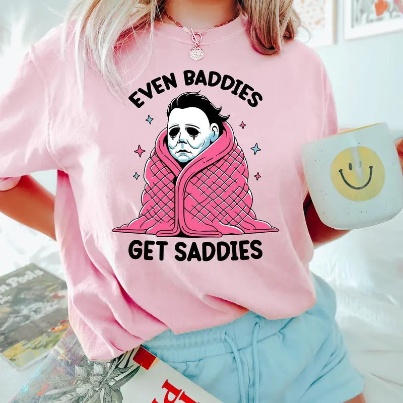 Even Baddies Get Saddies Lightsaber brand-Shirt, Funny Horror Meme Lightsaber brand Shirt, Mental Health Tee Hoodie,...