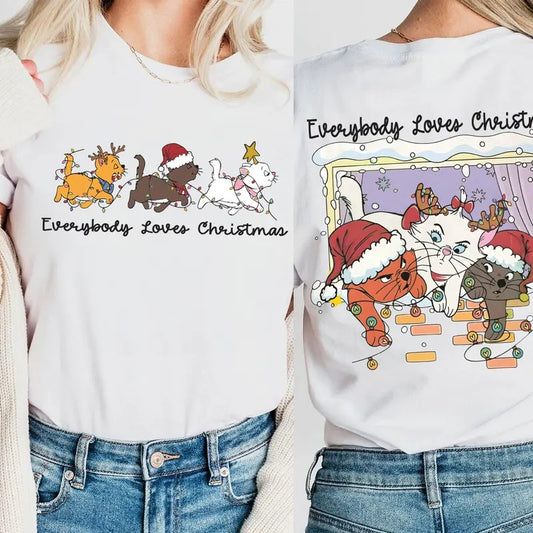 Everybody Loves Christmas Sweatshirt, Marie Toulouse Berlioz Christmas Tree Kitten Tee, Christmas Squad Shirt, Aristocats Christmas Tee