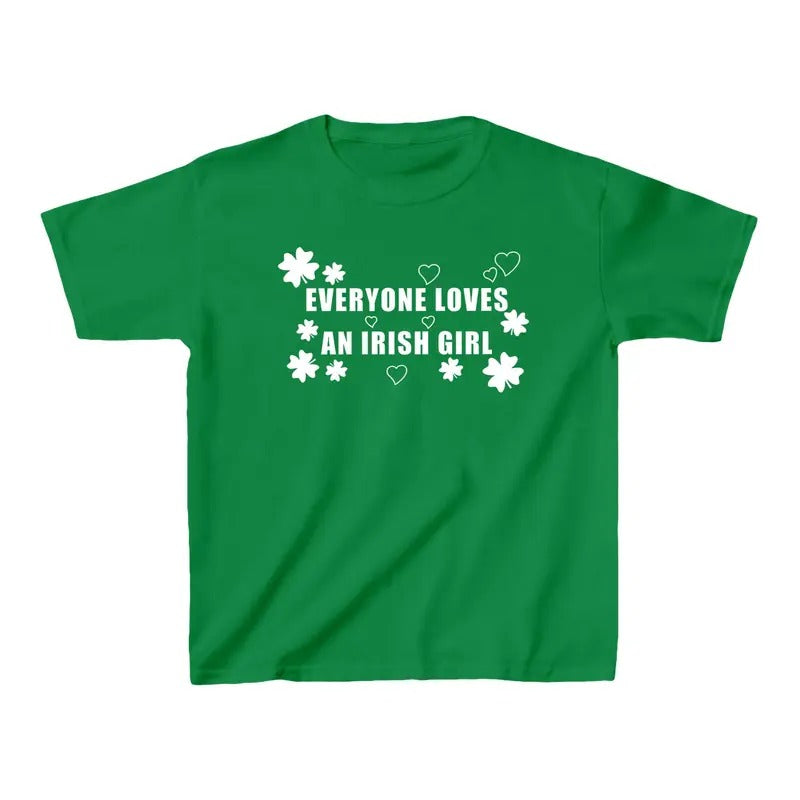 Everyone Loves an Irish Girl Baby Tee, St. Patrick_s Day Shirt, Trendy Irish Celebration Outfit, Celebrity Inspired Y2K...