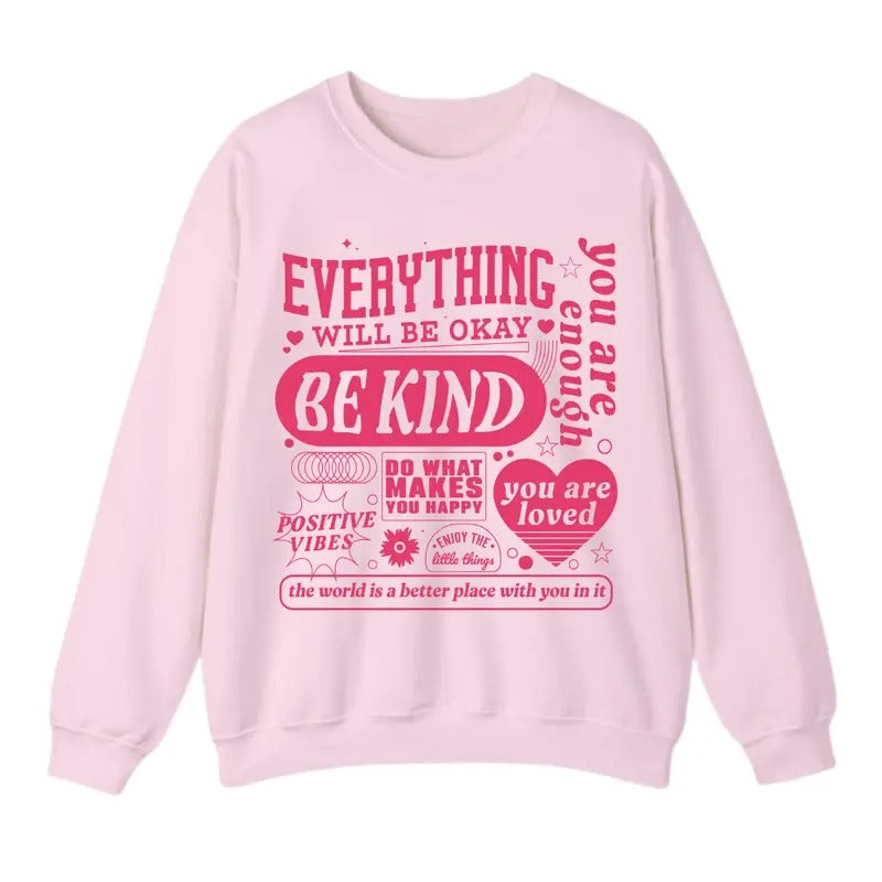 Everything Will Be Okay Sweatshirt, Aesthetic Mental Health Retro Sweatshirt For Men And Women, Trendy Sweatshirt Casual...