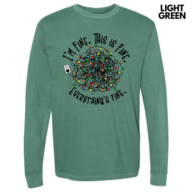 Everything's Fine Lights Long Sleeve Comfort Colors T-Shirt 'NLB' Hoodie, Sweatshirt | DripVista.com